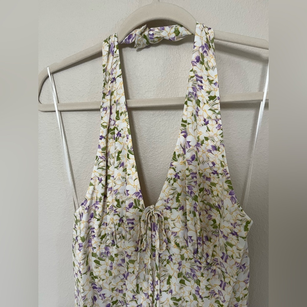 Maeve Sleeveless Halter Mini Dress Halter Floral Mini Anthropologie size M - Picture 11 of 11